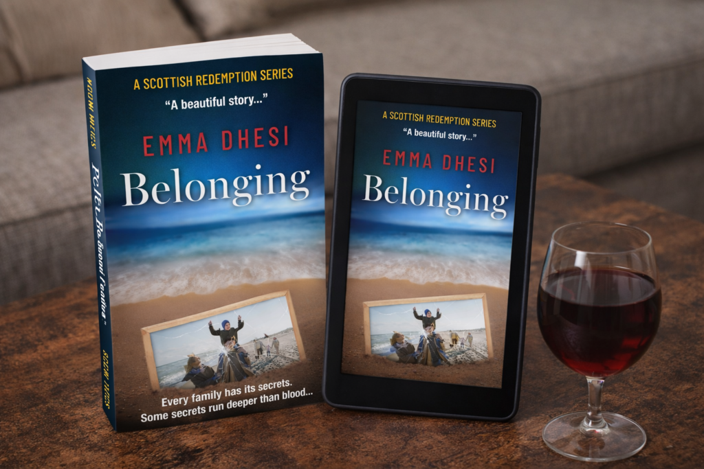 Belonging by Emma Dhesi displayed as a paperback and ebook