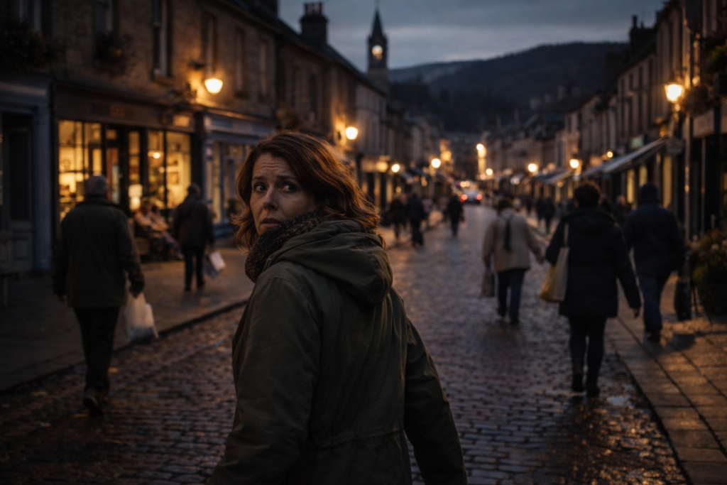 Woman alone symbolising surveillance and control in Follow Me by Emma Dhesi