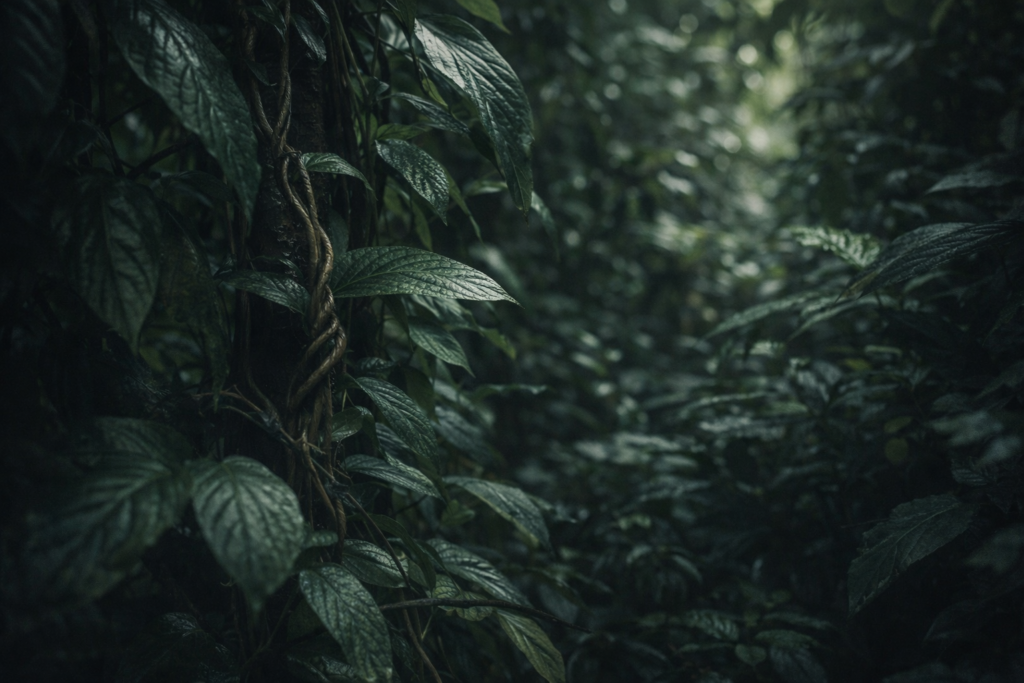 Botanical imagery reflecting Ayahuasca themes in The Medicine psychological thriller